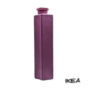 IKEA Tall Rectangular Glass Vase in Plum / Dark Pink 8"